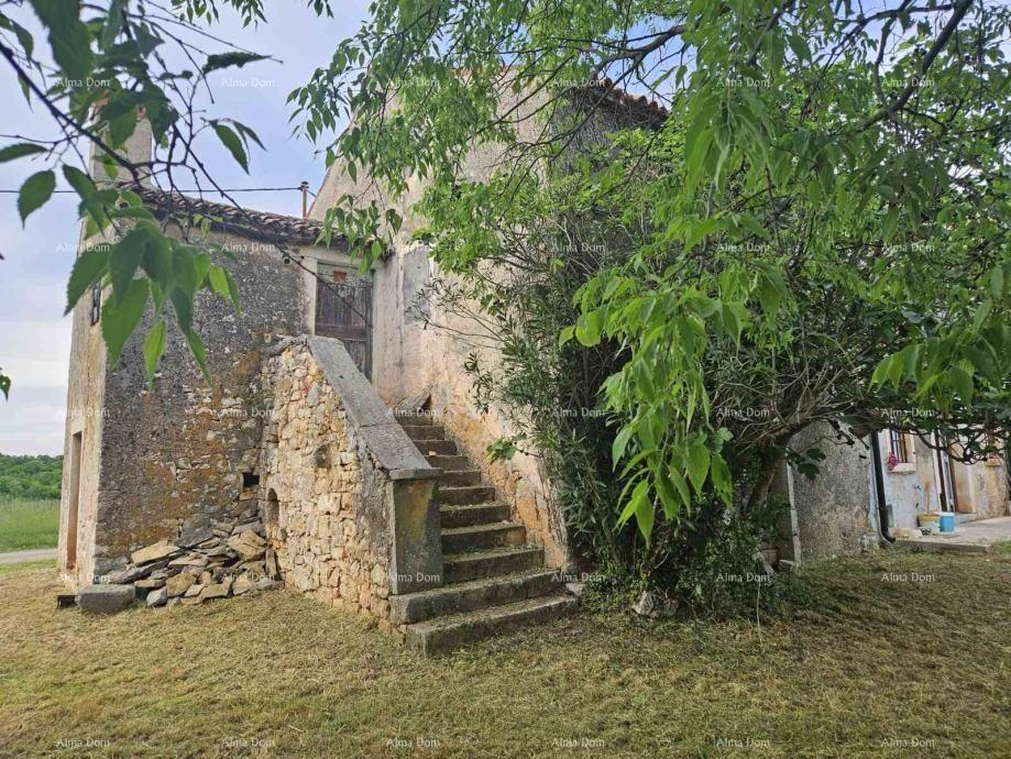 VIŠNJAN, COMPLESSO CON TRE CASE IN PIETRA E AMPIO TERRENO