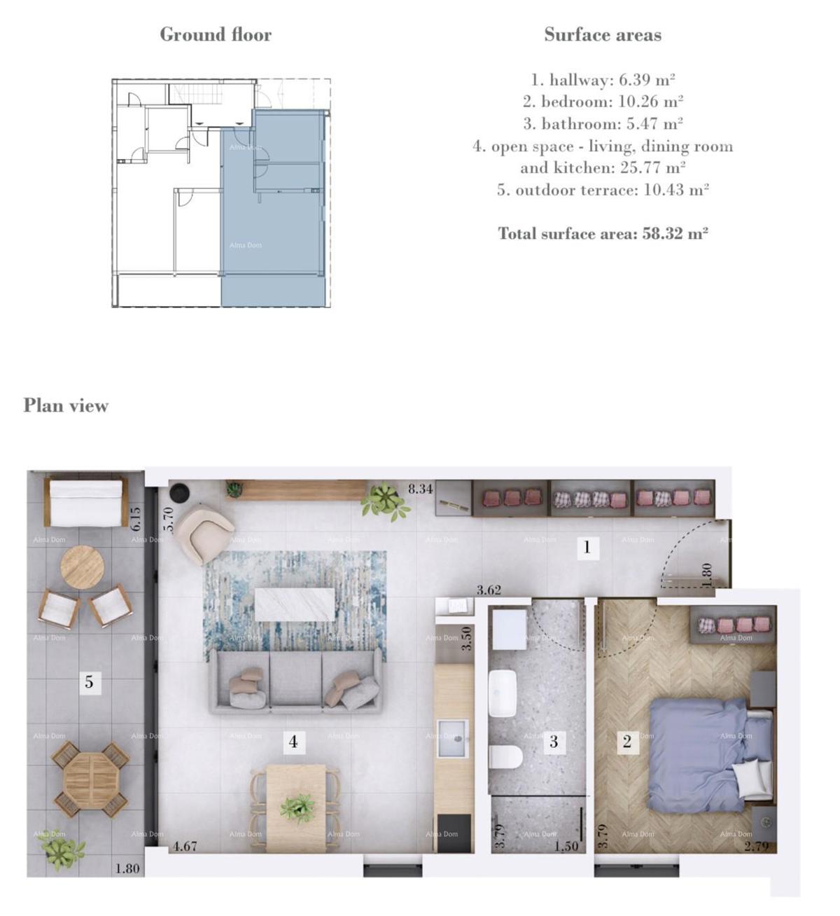 Vendita - appartamento in nuova costruzione con giardino e posto auto, Rovi