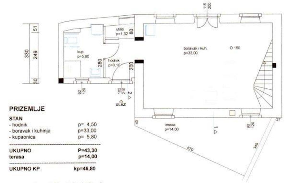 Vecchia casa in pietra con progetto di ristrutturazione e concessione edilizia