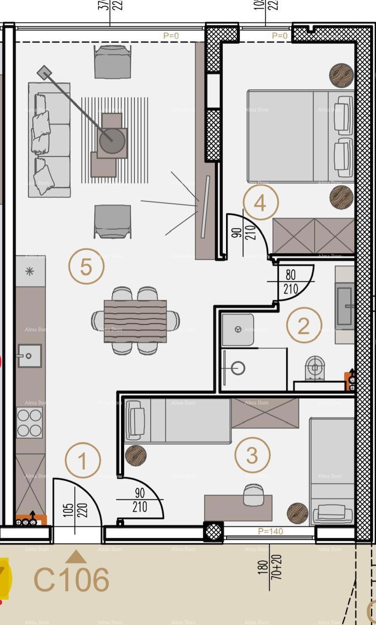 Appartamenti in vendita in un nuovo progetto residenziale-commerciale, Parenzo, C106-edificio C