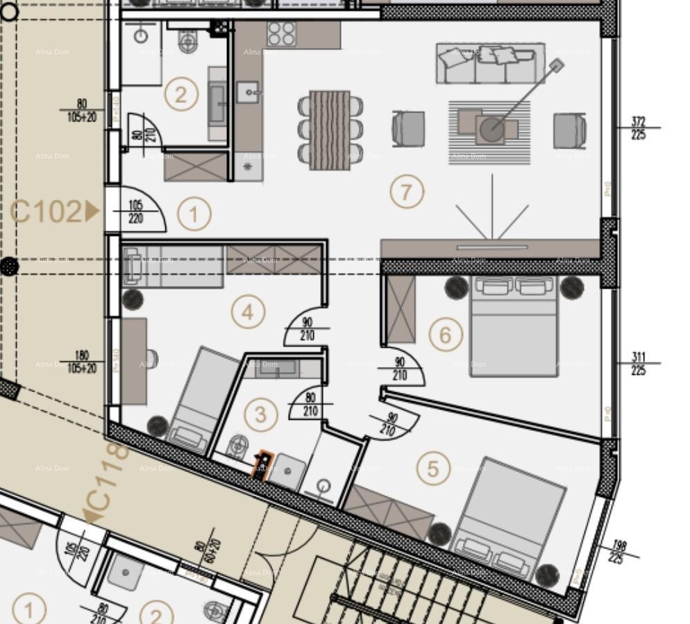 Vendita di appartamenti nel nuovo progetto commerciale-residenziale, Poreč, C102