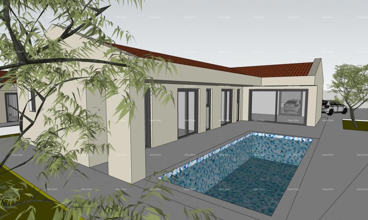 VENDITA – Terreno edificabile con permesso di costruzione e progetto di casa con piscina, Marčana!