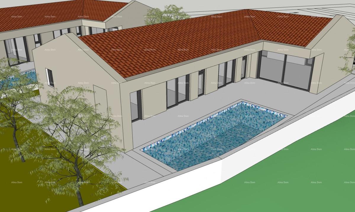 Vendita - due terreni edificabili con permessi di costruzione definitivi per la costruzione di case con piscina, Marčana! La costruzione può iniziare subito!