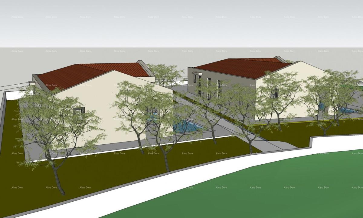 Vendita - due terreni edificabili con permessi di costruzione definitivi per la costruzione di case con piscina, Marčana! La costruzione può iniziare subito!