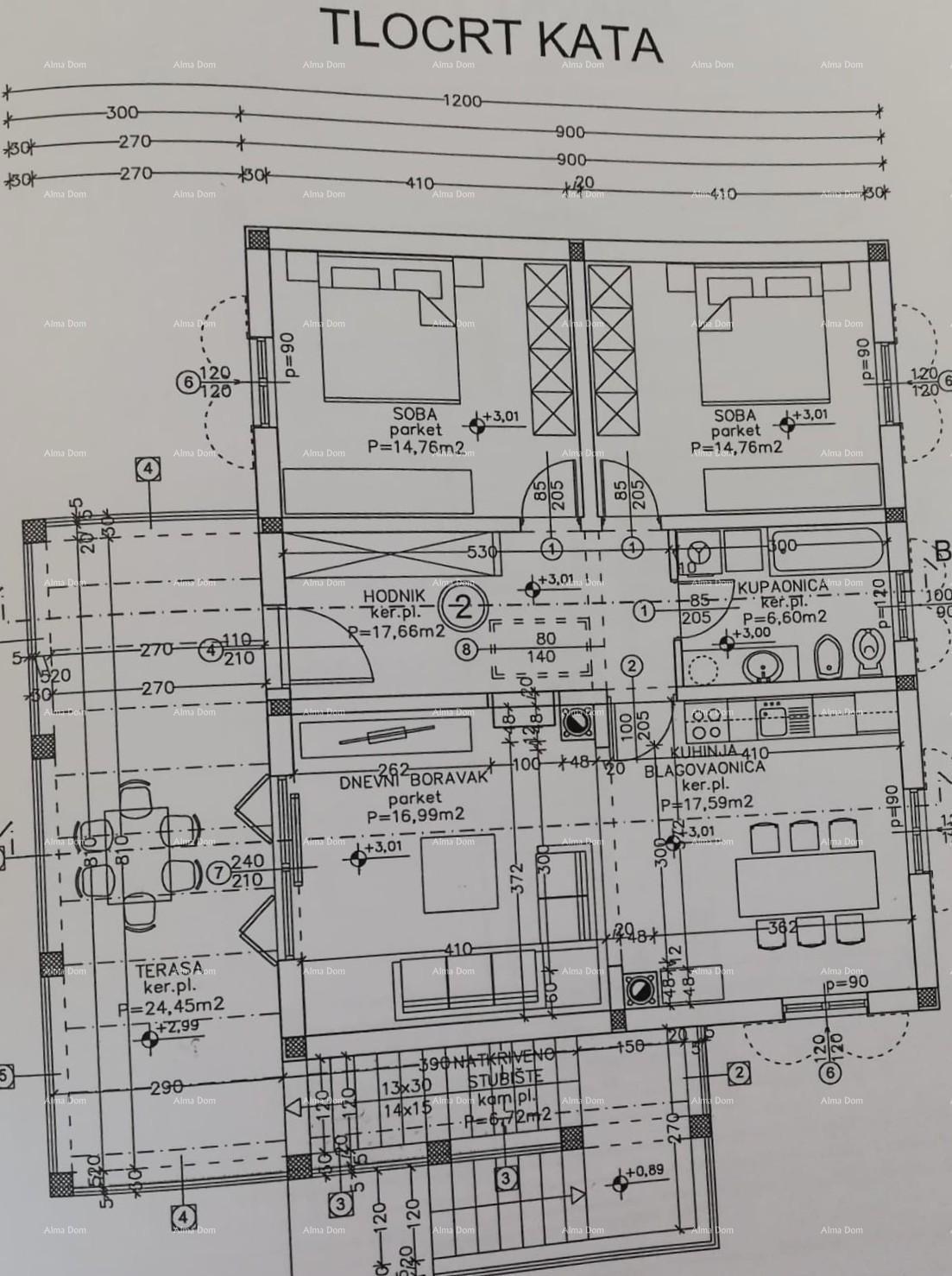 Vendita di un appartamento su due piani con grande giardino e garage, Ližnjan!