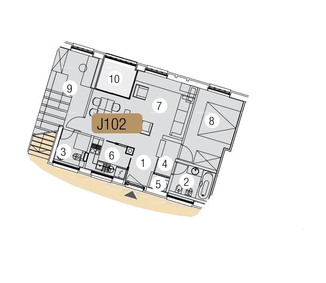 Appartamento con due camere da letto e due bagni