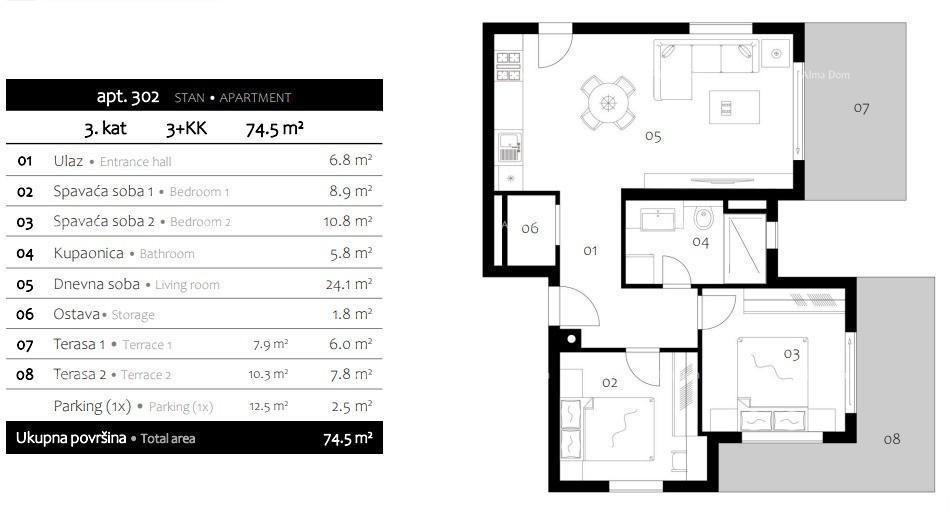 PREMANTURA - Appartamento in vendita in un nuovo edificio con vista mare (301)