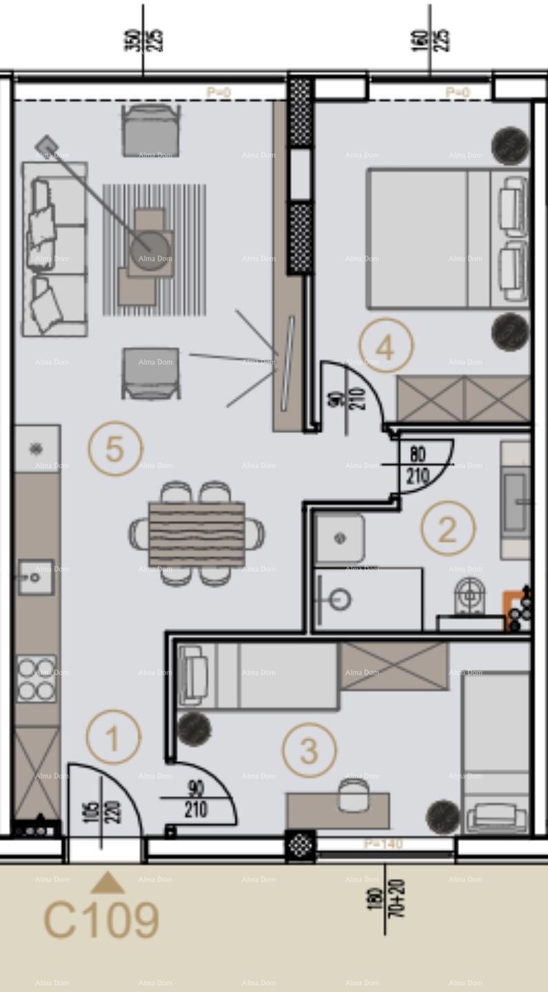 Vendita di appartamenti nel nuovo progetto commerciale-residenziale, Poreč, C109