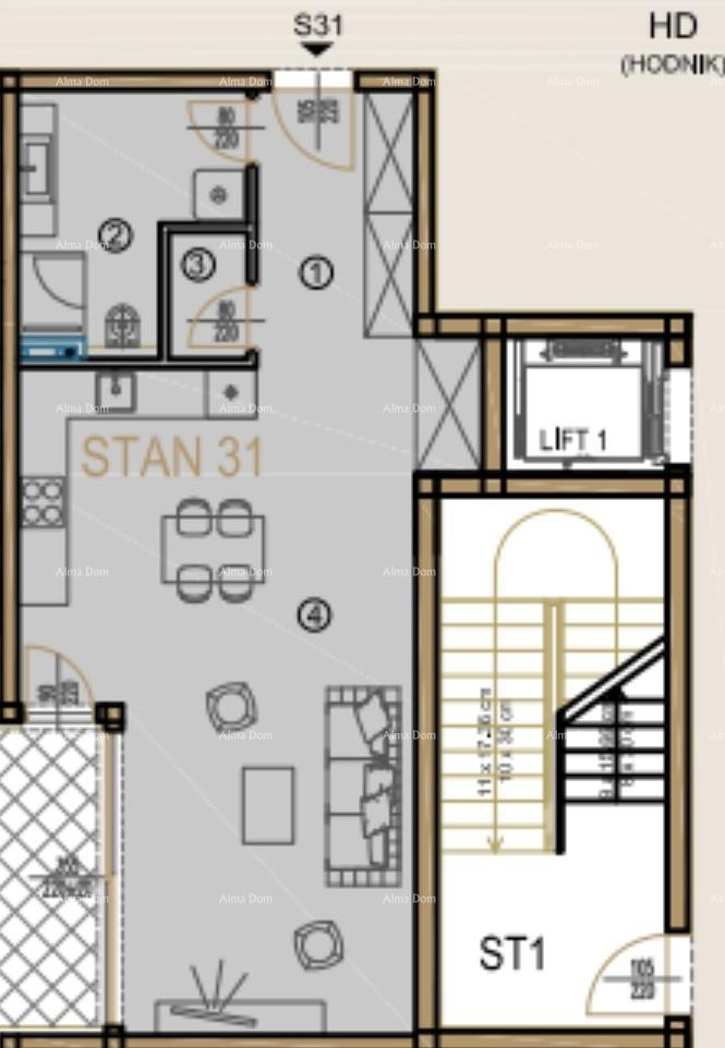 Poreč - vendita di un appartamento in un complesso moderno a uso misto. S31