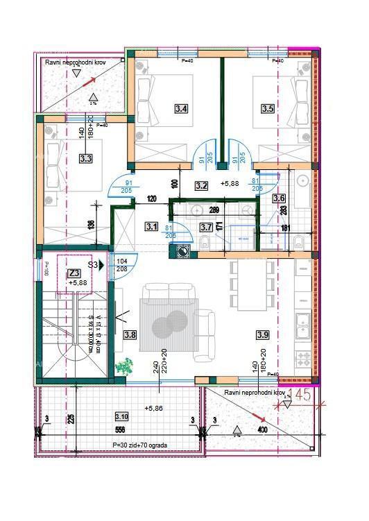 Penthouse con garage e posto auto