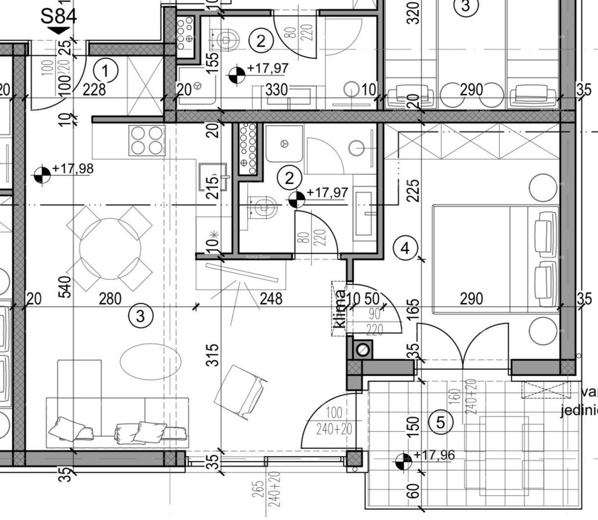 Pula! Edificio residenziale moderno con ascensore, vicino al centro. Appartamento con posto auto e cantina S84.