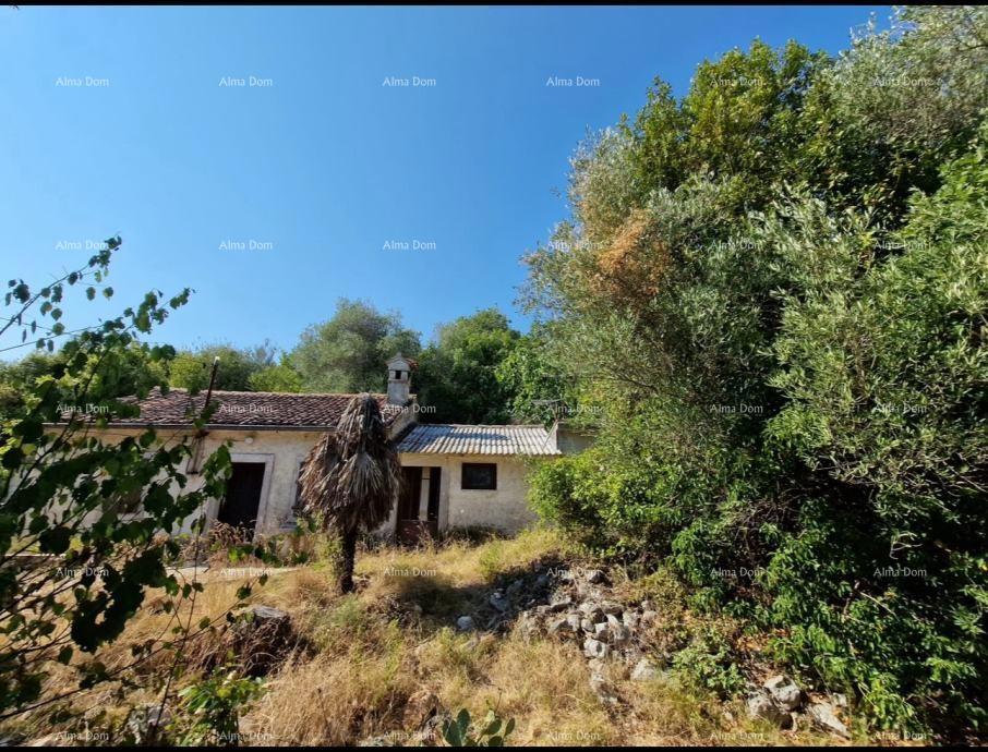 Terreno edificabile con rudere in vendita a Labin, con vista mare e progetto incluso.