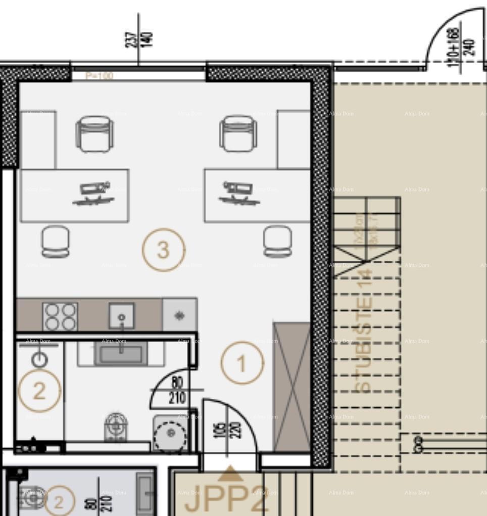 Vendita di spazi commerciali nel nuovo progetto misto residenziale e commerciale, JPP2, Poreč