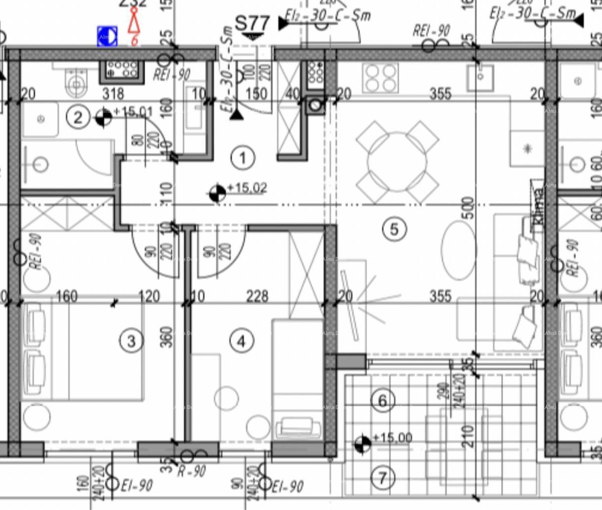 Pula! Edificio residenziale moderno con ascensore, vicino al centro. Appartamento con posto auto e cantina. S77