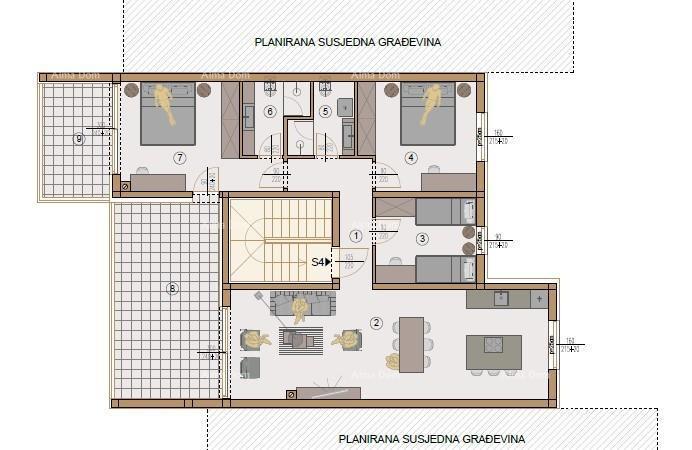 Penthouse, appartamento 130m2, Garage + PM, nel nuovo complesso residenziale, Valdebek, Pula! Zg3 S4