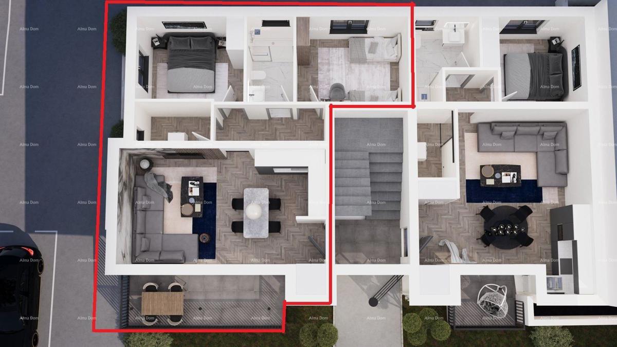 ŽMINJ – appartamento con due camere da letto al piano terra, ideale per una famiglia (Appartamento D)