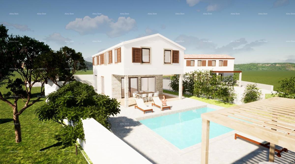 Vendita di una moderna casa con piscina in un tranquillo e bel luogo istriano,  Svetvinčenat!