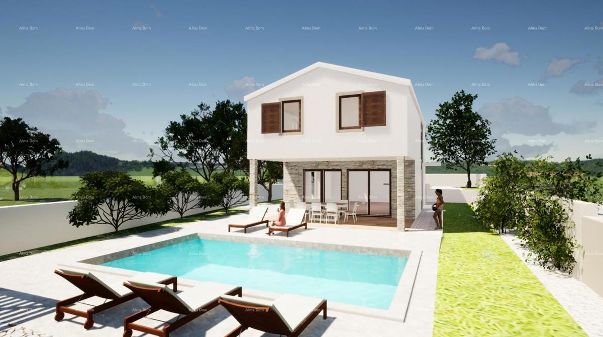 Vendita di una moderna casa con piscina in un tranquillo e bel luogo istriano,  Svetvinčenat!