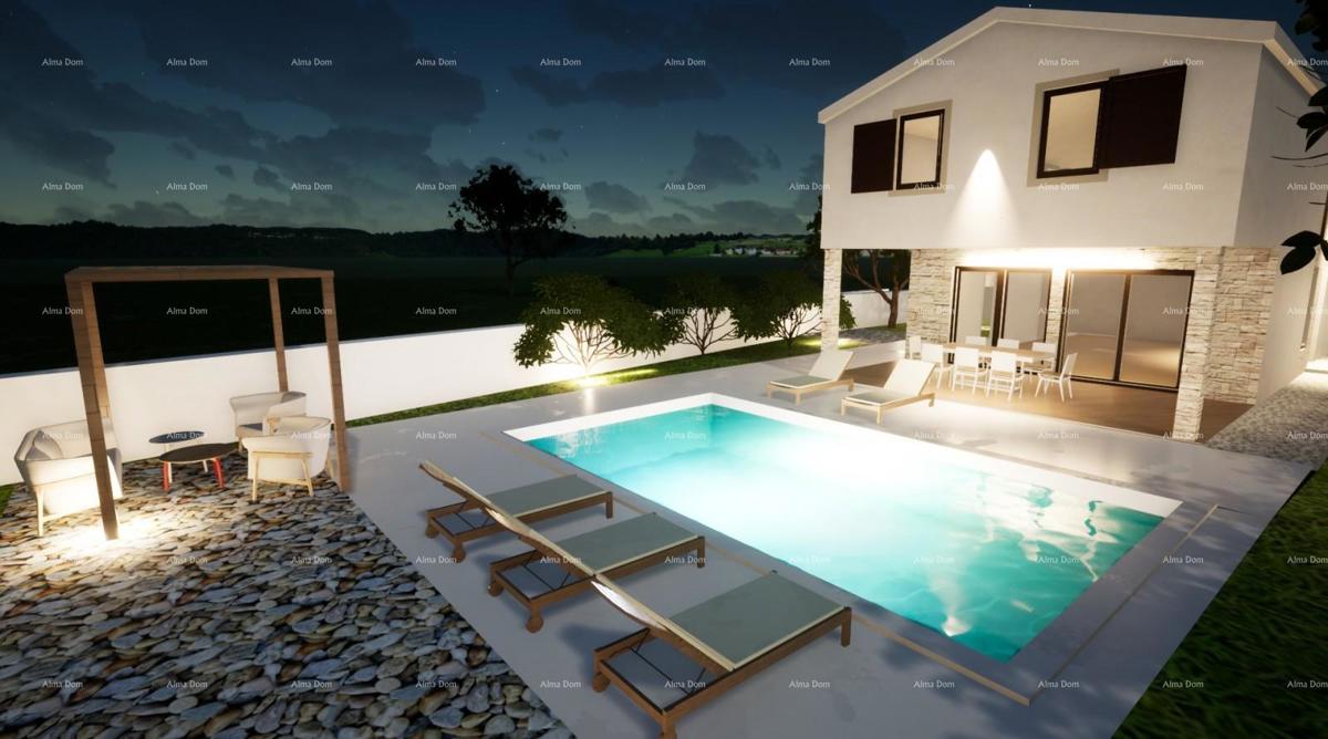 Vendita di una moderna casa con piscina in un tranquillo e bel luogo istriano,  Svetvinčenat!