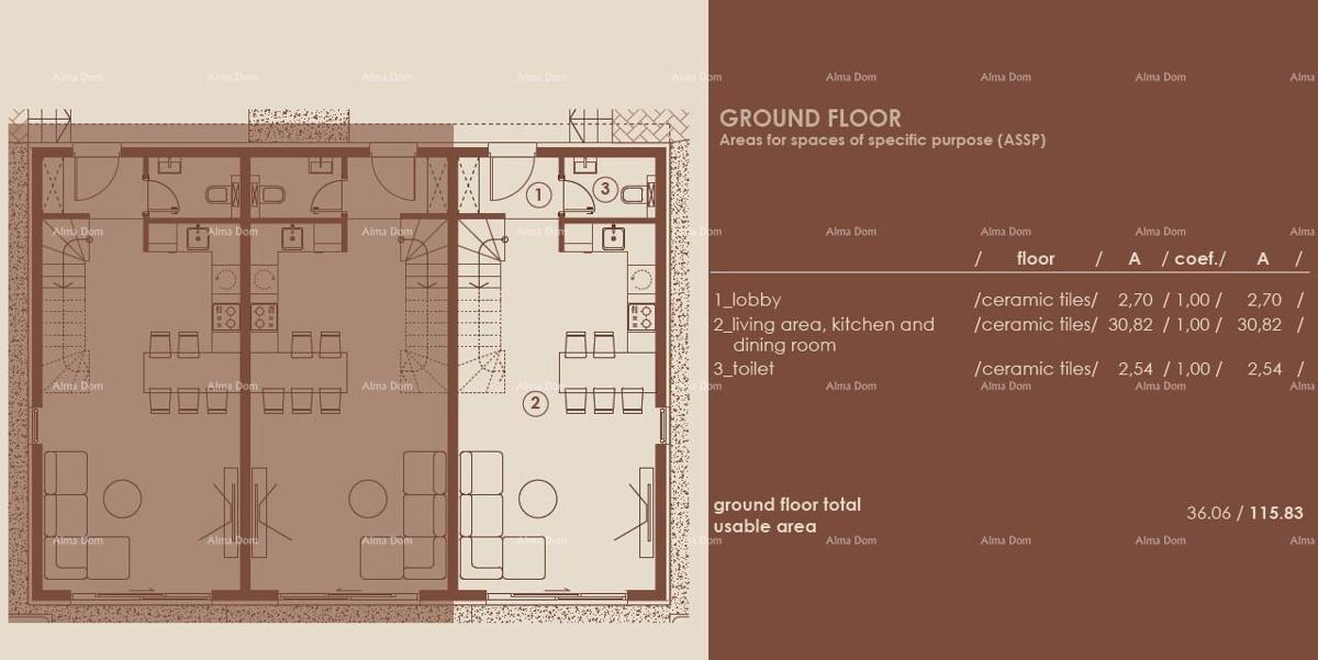 Medulin, Moderno trilocale con vista mare, A3