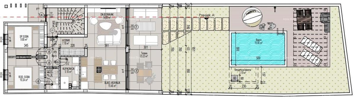 Vendita di un appartamento con piscina e giardino in un moderno edificio di nuova costruzione, Tar!