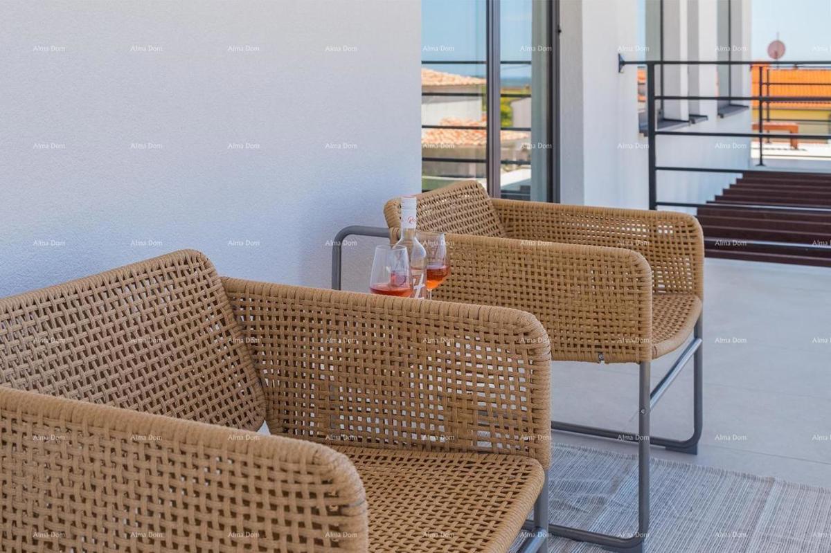 Pula Galižana. Villa con piscina, cucina all'aperto e vista mare.