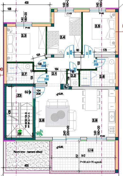 The translation of "Penthaus s velikom terasom" to Italian is "Attico con grande terrazza."