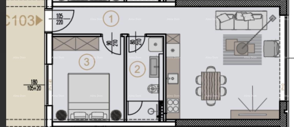 Vendita di appartamenti nel nuovo progetto commerciale-residenziale, Poreč, C103