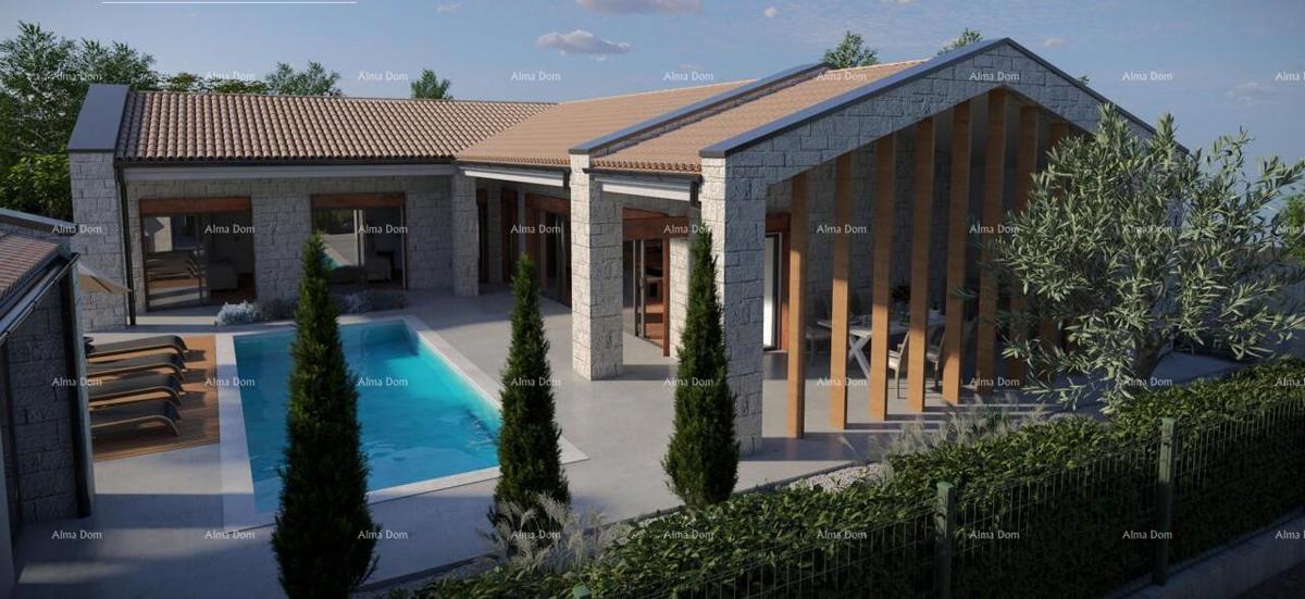 Terreno edificabile con progetto per una moderna villa istriana, Buje