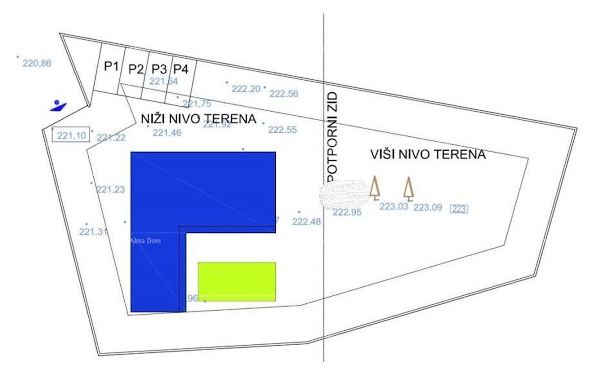 Terreno edificabile con progetto di villa con piscina, Rebići.