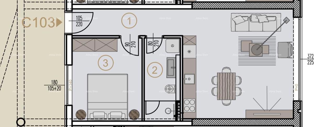 Appartamenti in vendita in un nuovo progetto residenziale-commerciale, Parenzo, C103-edificio C