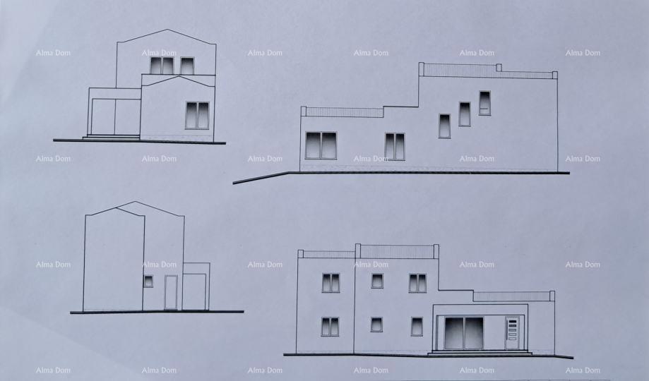 Sv. Nedelja, terreno con permesso di costruzione e progetto per una casa con piscina