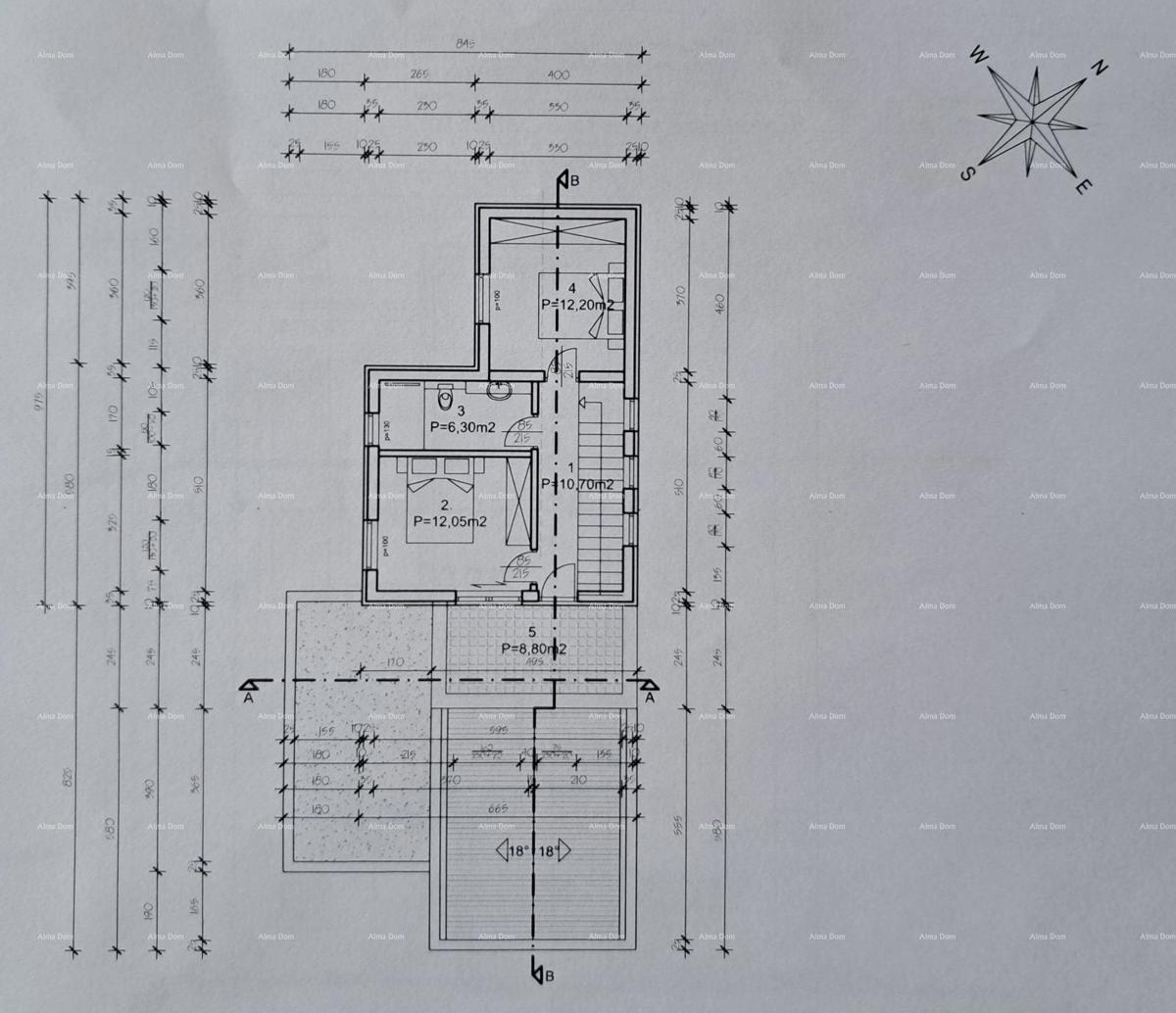 Sv. Nedelja, terreno con permesso di costruzione e progetto per una casa con piscina