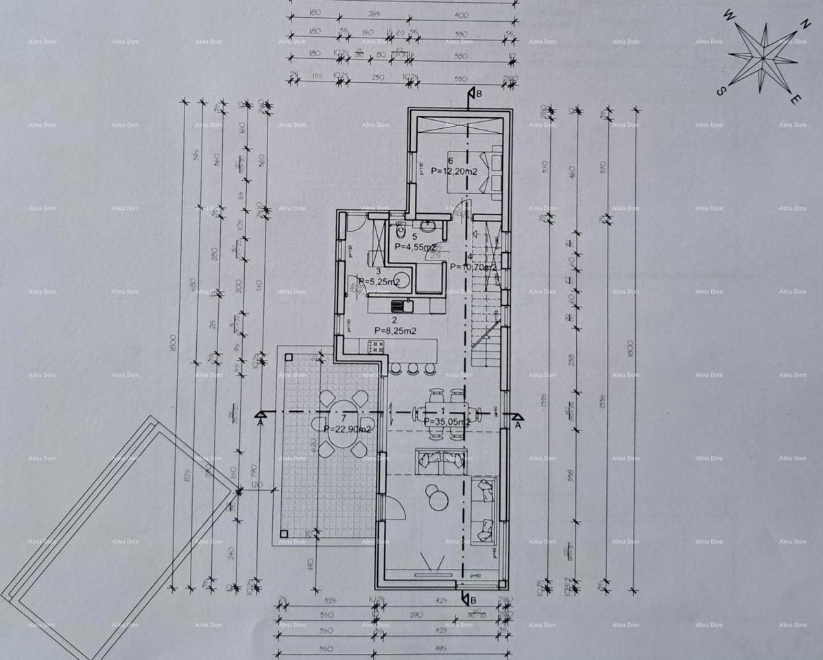 Sv. Nedelja, terreno con permesso di costruzione e progetto per una casa con piscina