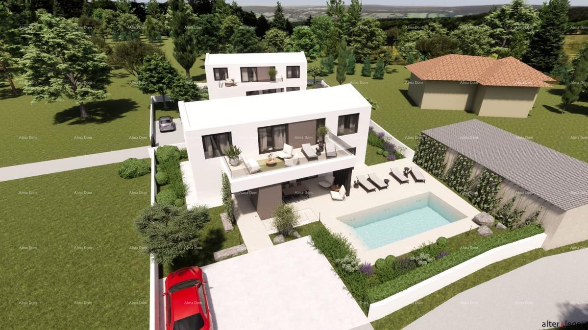 Vista sul mare!! Vendita di terreni con permesso di costruzione e progetto, nei dintorni di Vodnjan!