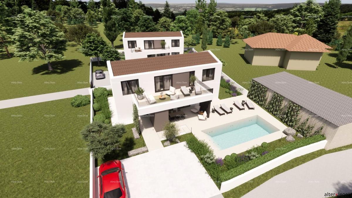 Vista sul mare!! Vendita di terreni con permesso di costruzione e progetto, nei dintorni di Vodnjan!