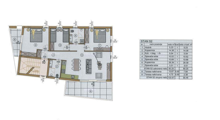Appartamento con tre camere da letto al 1° piano nel centro di Medolino