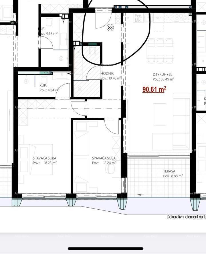 Appartamenti in vendita in un edificio residenziale e commerciale con vista mare, centro di Umago!