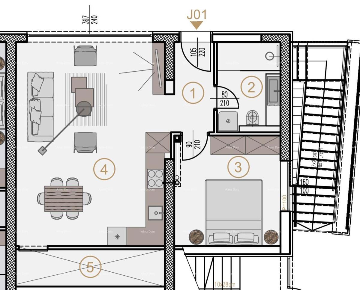 Appartamenti in vendita in un nuovo progetto commerciale e residenziale, Parenzo, J01-edificio J