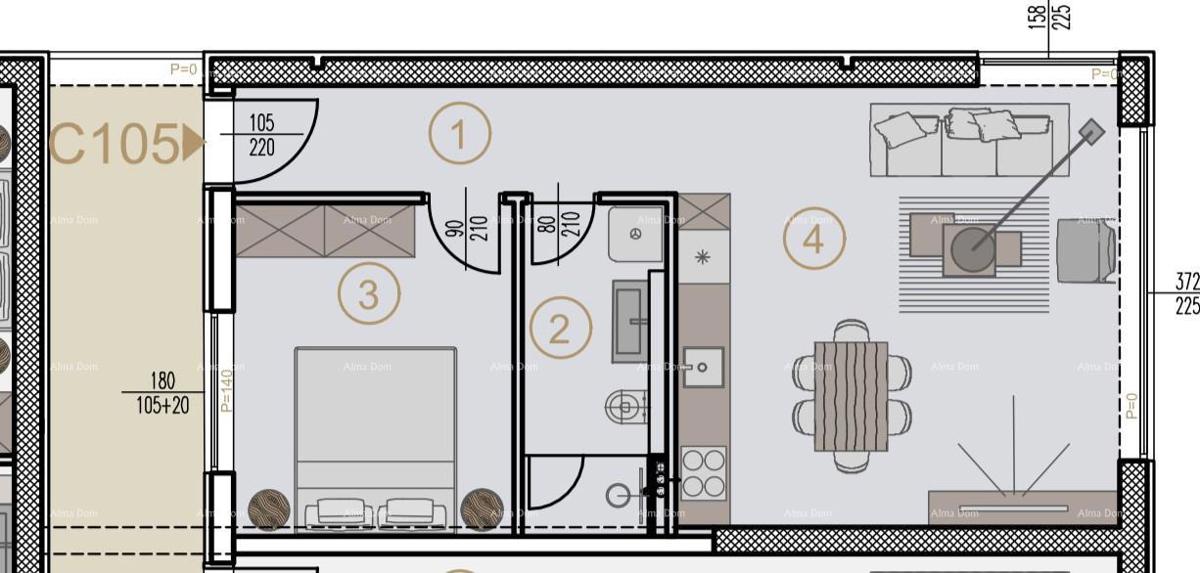 Appartamenti in vendita in un nuovo progetto residenziale-commerciale, Parenzo, C105-edificio C