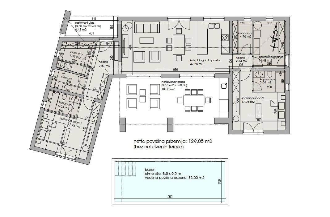 Vendita - terreno edificabile con progetto per la costruzione di una villa unifamiliare, Žminj V1
