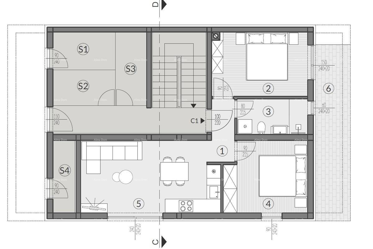 ПУЛА, Вельдебек - Квартира на первом этаже с садом, новостройка / C1