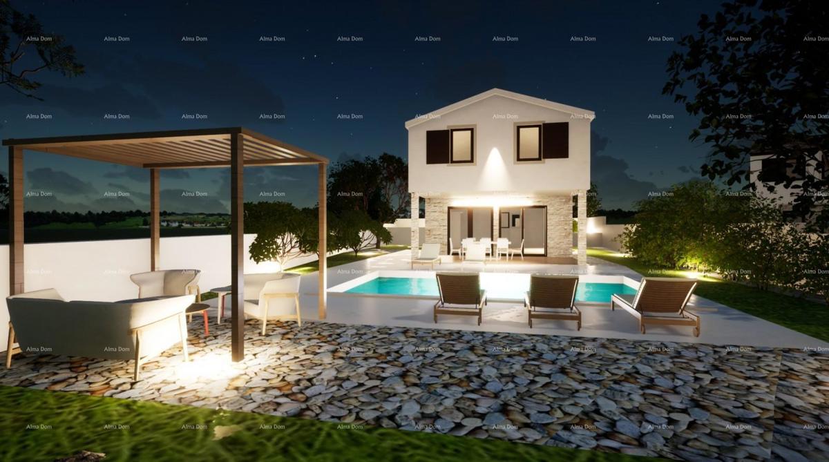 Vendita di una moderna casa con piscina in un tranquillo e bel luogo istriano,  Svetvinčenat!