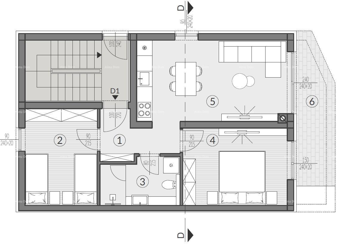 POLA, Valdebek - Appartamento al piano terra in vendita con giardino / D1