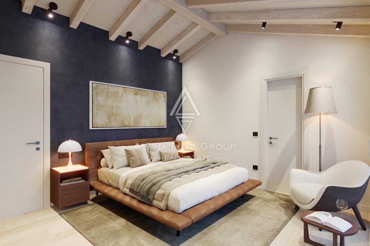 Tinjan, Istria: Villa in pietra con piscina e vista