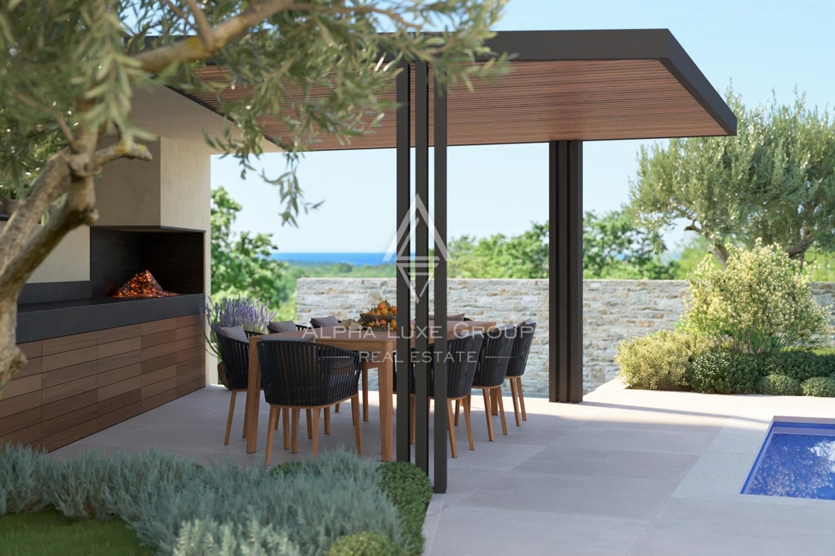 Tinjan, Istria: Villa in pietra con piscina e vista