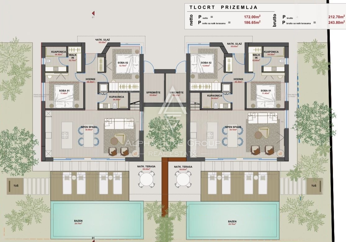Istria, Poreč – Villa bifamiliare moderna con piscina in zona tranquilla