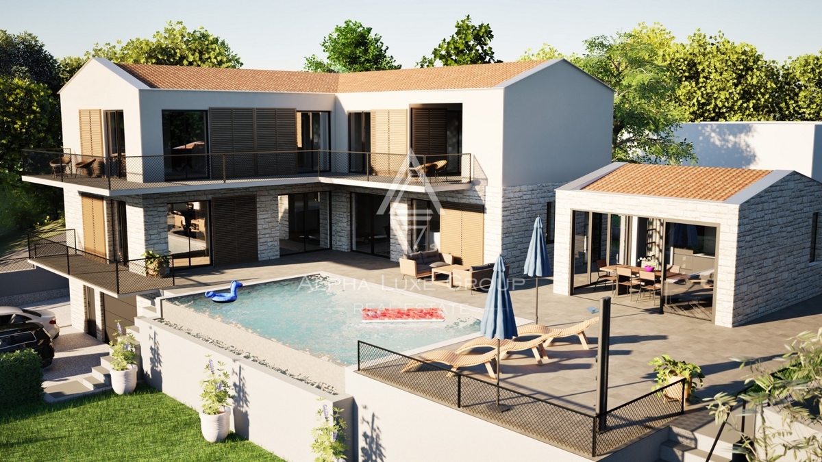Istria, Visignano, Villa moderna con piscina tranquilla