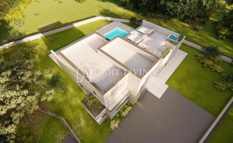 ISTRIA, SVETVINČENAT, dintorni - villa esclusiva con piscina in fase Rohbau con giardino di 2700m2