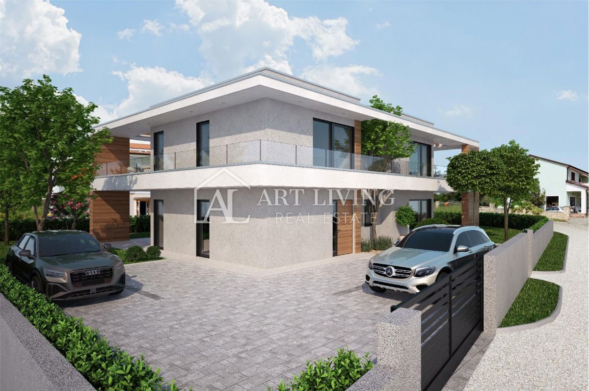 Istria, Umago – moderna casa bifamiliare con piscina, a 500 m dal mare, NUOVA COSTRUZIONE